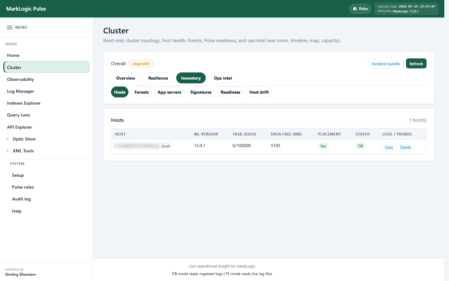 Cluster Monitor: Inventory