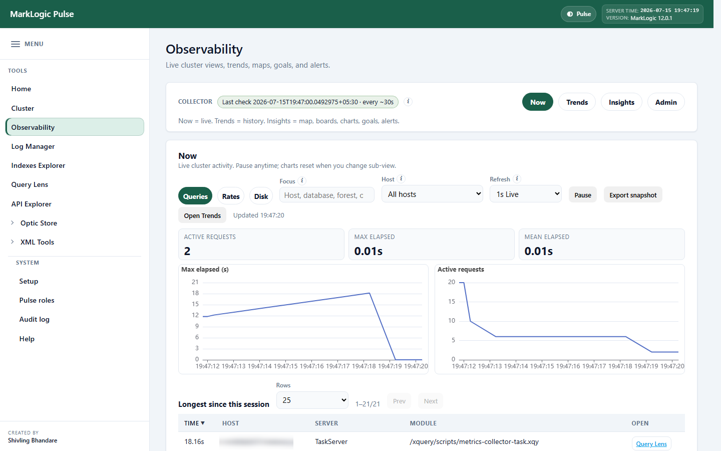 Observability in MarkLogic Pulse